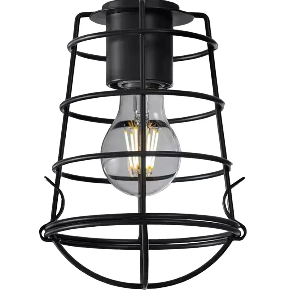 Matte Black Metal Cage Pendant Shade with 2-1/4 in. Fitter, 5.98